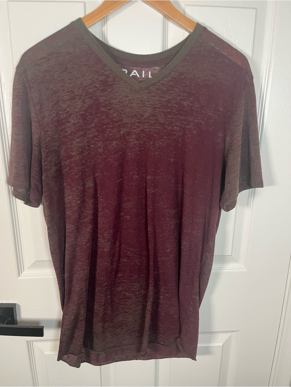 Men's Burgundy V-Neck Short Sleeve Shirt